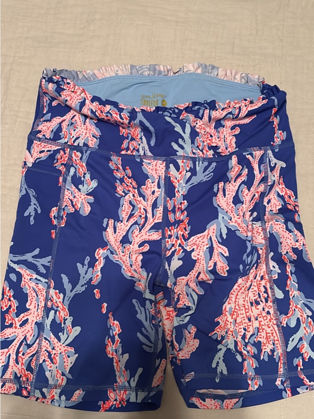 Lilly Pulitzer Blue Coral-Print Athletic Shorts